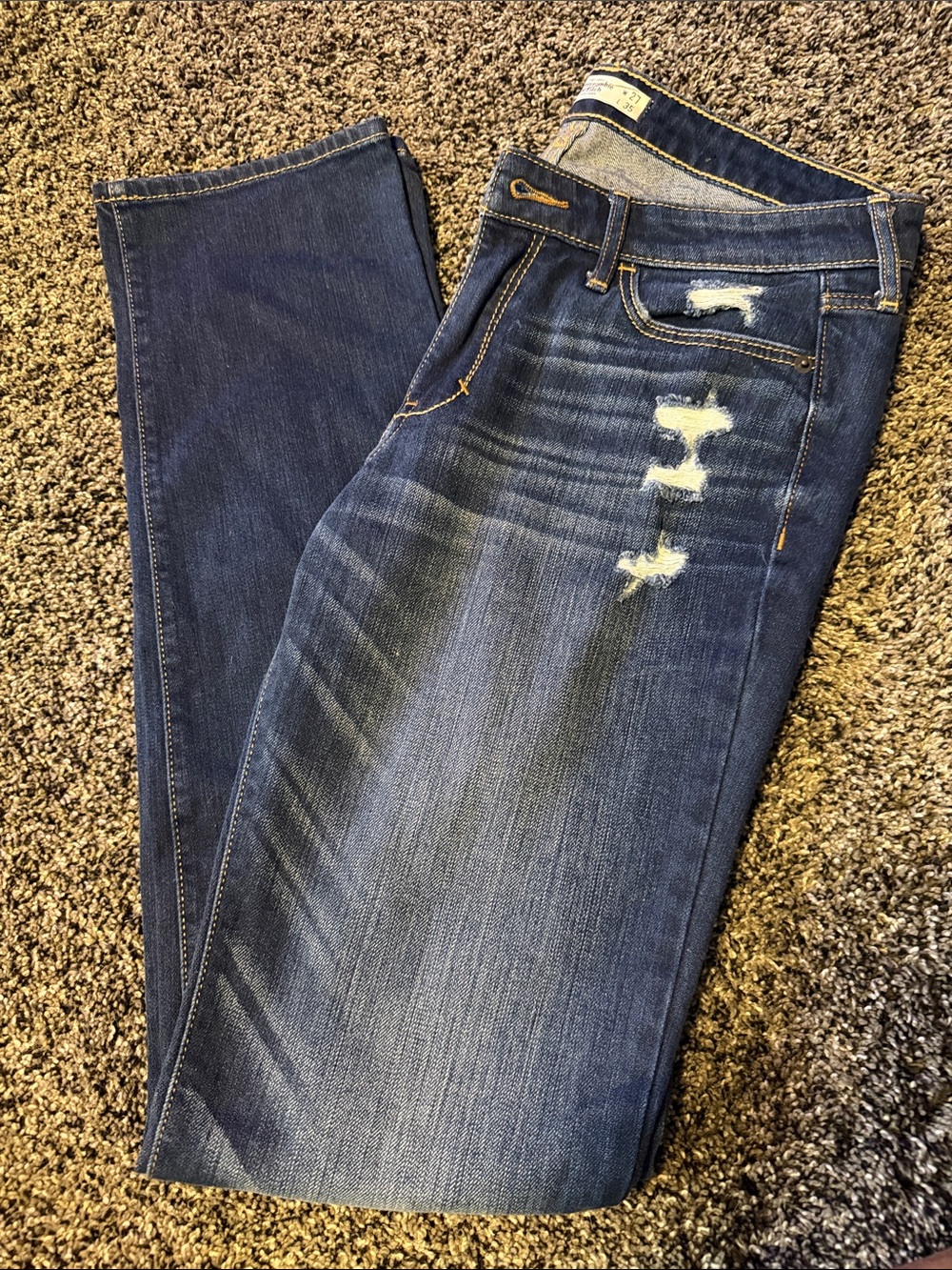 Abercrombie & Fitch Dark Blue Distressed Skinny Jeans